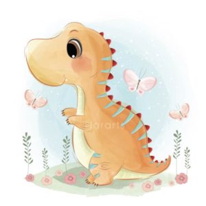 Baby Dinosaur Playing With a Butterflies-image