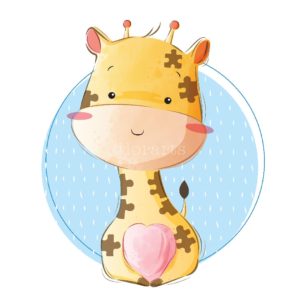 Baby Giraffe in Puzzle Pattern Yellow-image