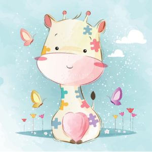 Baby Giraffe in Pastel Puzzle Pattern-image