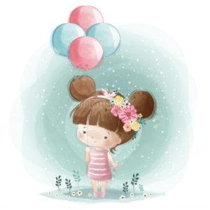 Cute Little Girl Holding Balloons-image