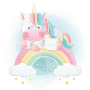 Cute Unicorn Sitting On Rainbow-image